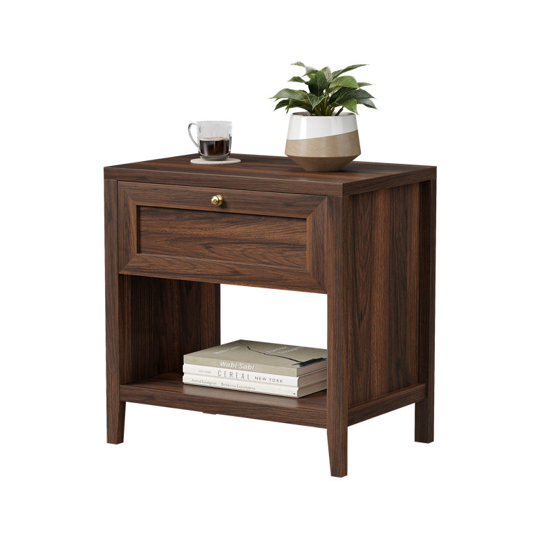 Farmhouse 1-Drawer Nightstand – Solid Wood Bedside Table, Rustic End Table With Storage For Bedroom, Individual, Brown