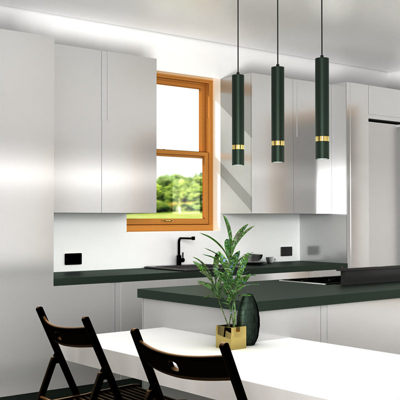 Aaronjacob 3 - Light Pendant, Green/Gold