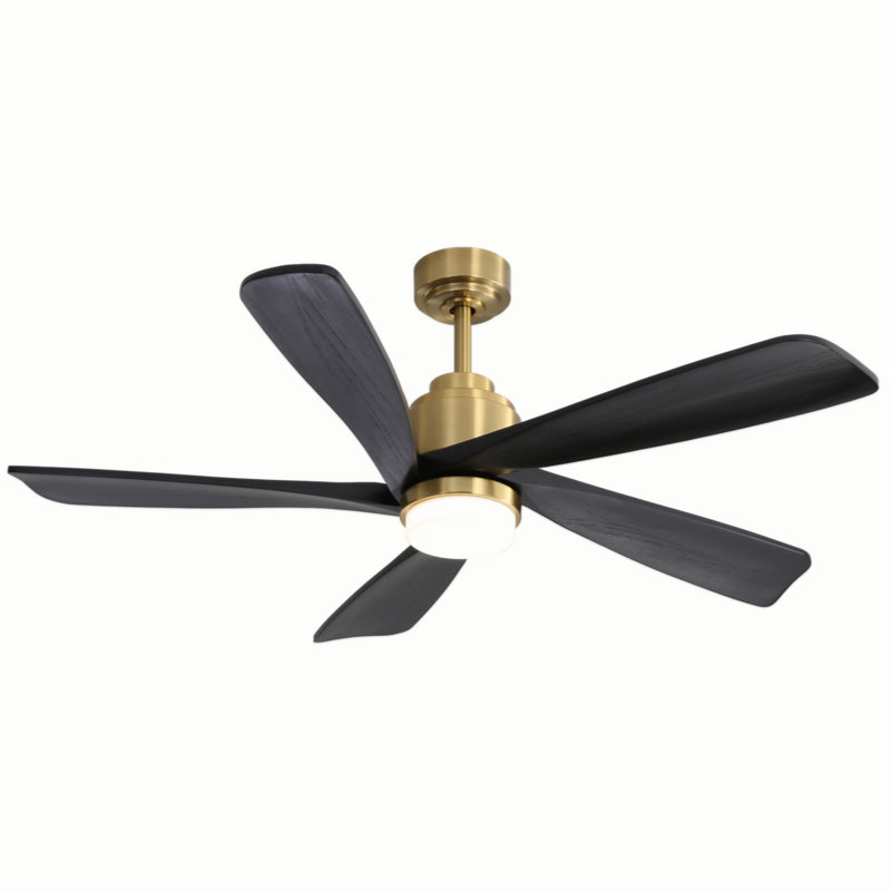 52 Inch Ceiling Fan With Dimmable LED Light 5 Solid Wood Blades Smart Remote Control Reversible DC Motor Ceiling Fan, 3