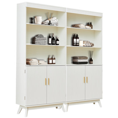 68'' Tall Storage Bookcase With Cabinet