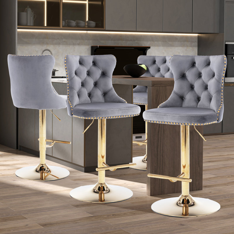 Tabourets de bar Kalinka, Or, gris, 4