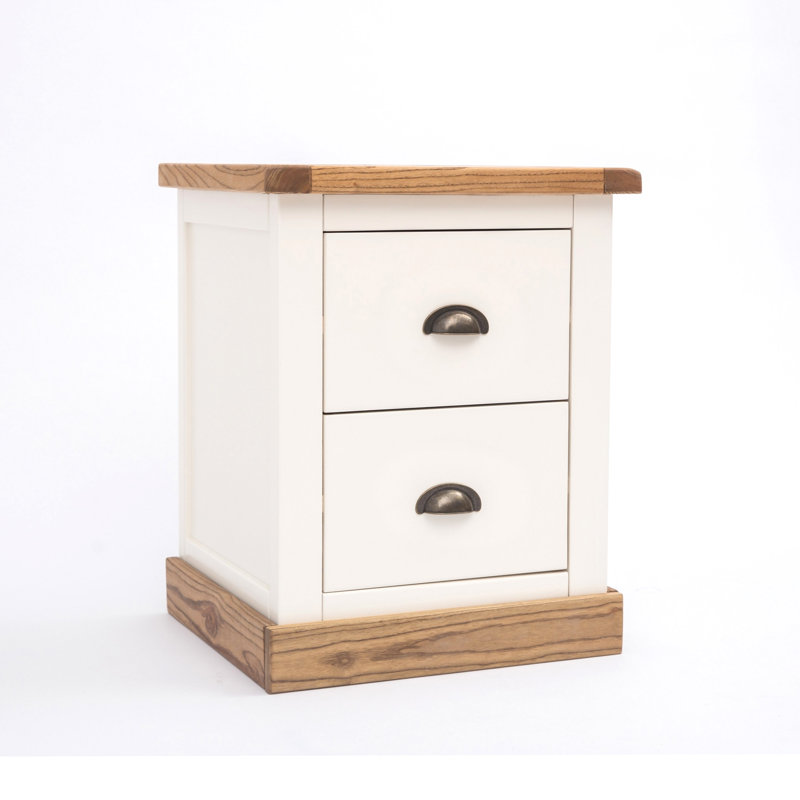 45cm W Solid + Manufactured Wood Bedside Table, Waxed Oak