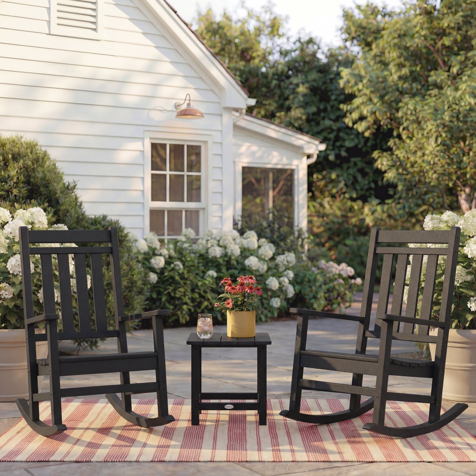 POLYWOOD® Rocker 2-Person Patio Seating Group, Black