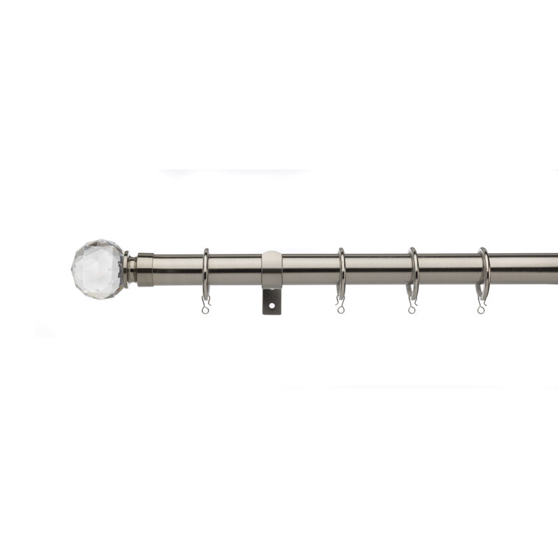 Jacinta 2.8cm Single Curtain Pole, 180cm, Satin Steel