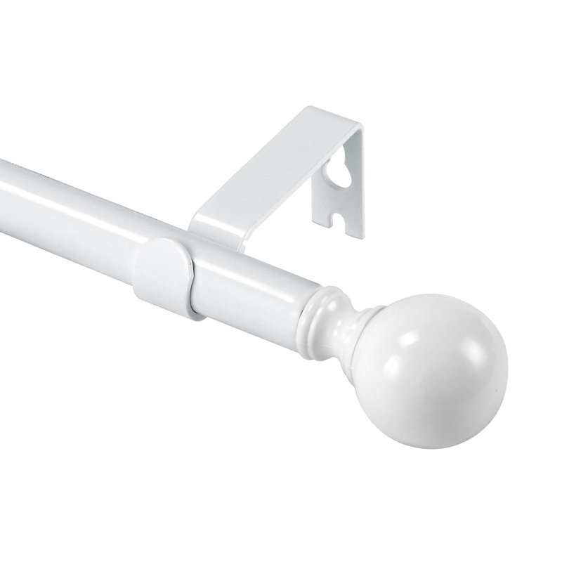 Tringle à rideaux simple ajustable Plante Ball, H 0,625 po x l 48 po x P 0,625 po, Blanc lustré