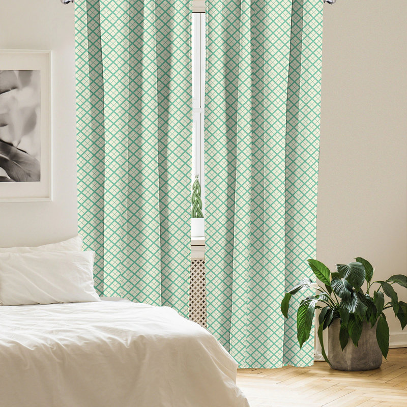 Geometric Semi-Sheer Rod Pocket Curtain Panels, 28" x 63"