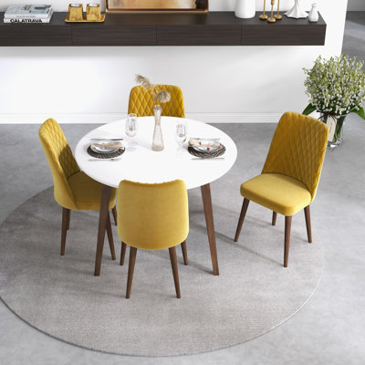Symonds Palm Modern Solid Wood Dining Table And Chair Set Dining Room Furniture Set
