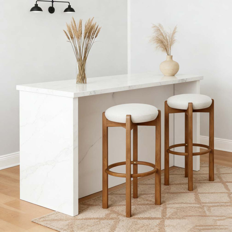 Tabouret de bar rembourré en bois, Noyer