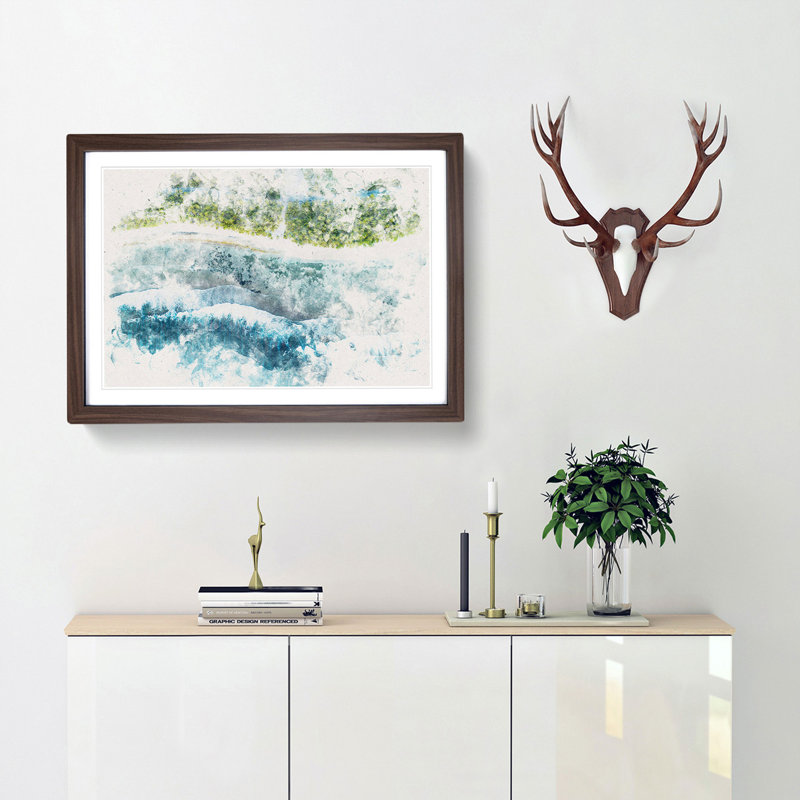 Over the Maldives - Framed Print, 62cm H x 87cm W x 2cm D, Walnut Framed