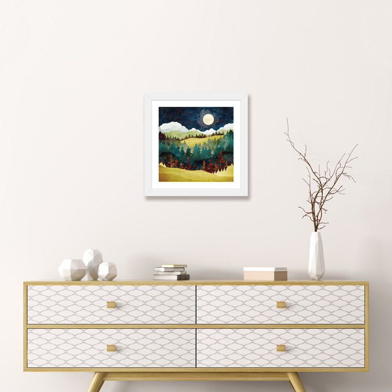 Lune d'automne - imprimé, H 16 po x l 16 po x p 1 po, Encadré par un papier blanc