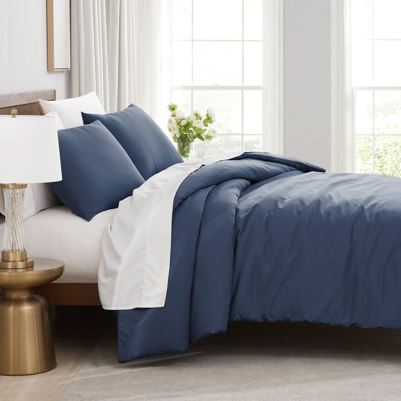 Vilano Springs ® Oversized Duvet Cover Set Microfiber with corner ties and zipper closure, Dark Blue