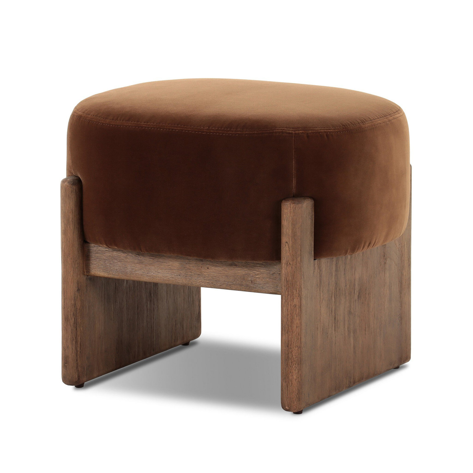 Modern Accent Stool, Cotton Blend, Surrey Ochre, 20.25" H x 22.5" W x 22.5" D