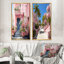 «Pink Miami Artful Facades», 2 pièces roses