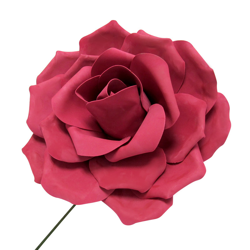 Grande tige rose en mousse, Bourgogne, H 20 po x l 20 po x 7,5 po