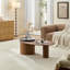 Table basse ovale moderne de luxe avec plateau et finition noyer