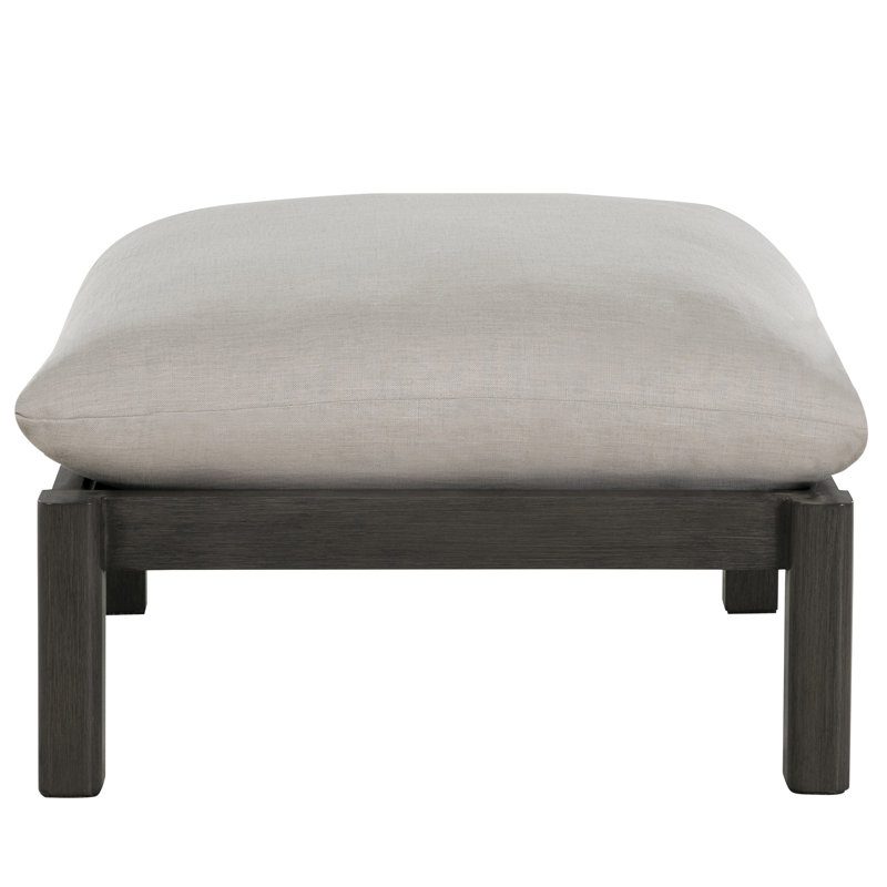 Monterey Wrought Aluminum Outdoor Ottoman, No Welt, Frond Chambray