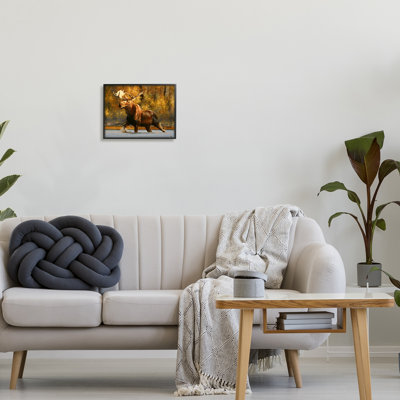"Stupell Industries Moose Stepping River Foliage", art mural par Mark Kelso