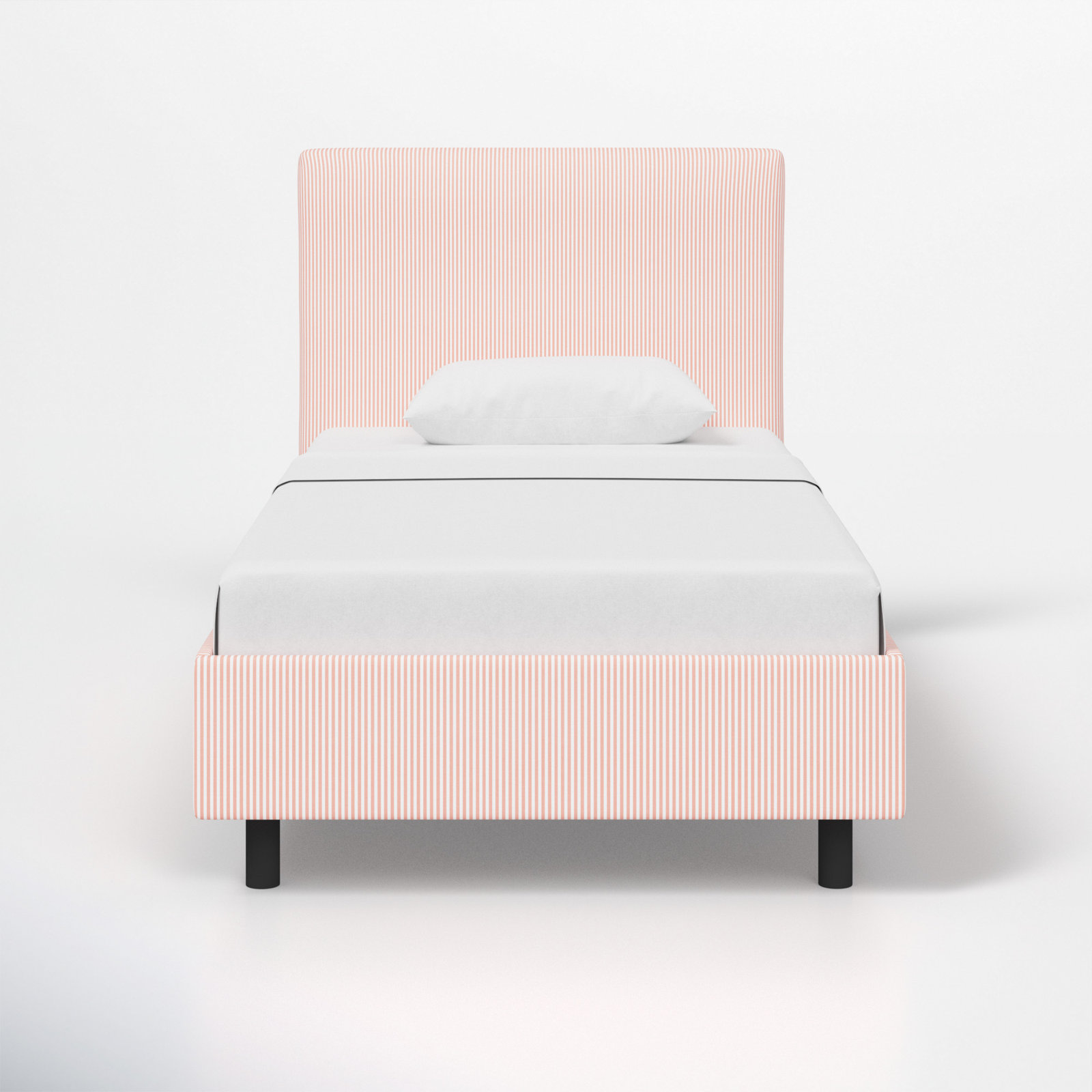 Sawyer Upholstered Platform Bed, Twin, Prep Stripe Blush