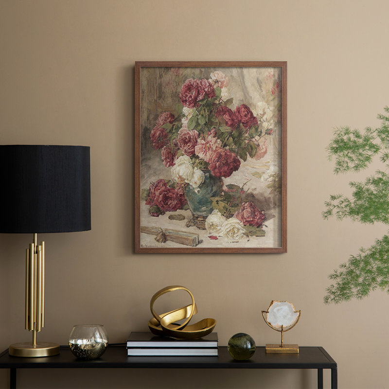 Reproduction florale vintage avec encadrement Lxxiii - bois massif