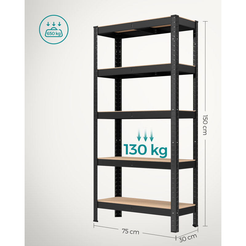 Adeolu 75 cm W Adjustable Height Shelving Unit, Black