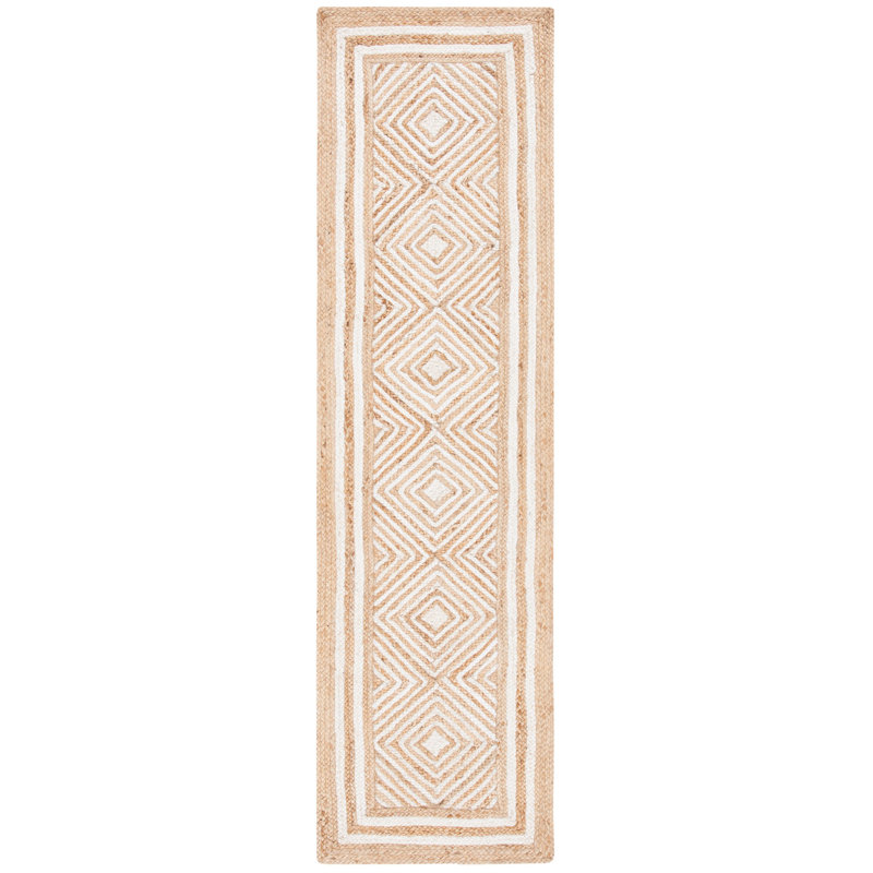 Tapis géométrique en jute et coton tissés à plat Wilkey, Tapis de couloir 2 pi 3 po x 9 pi