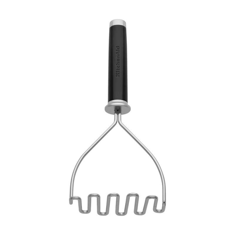 Ergonomic Black Stainless Steel Wire Masher for Vegetables and Fruits