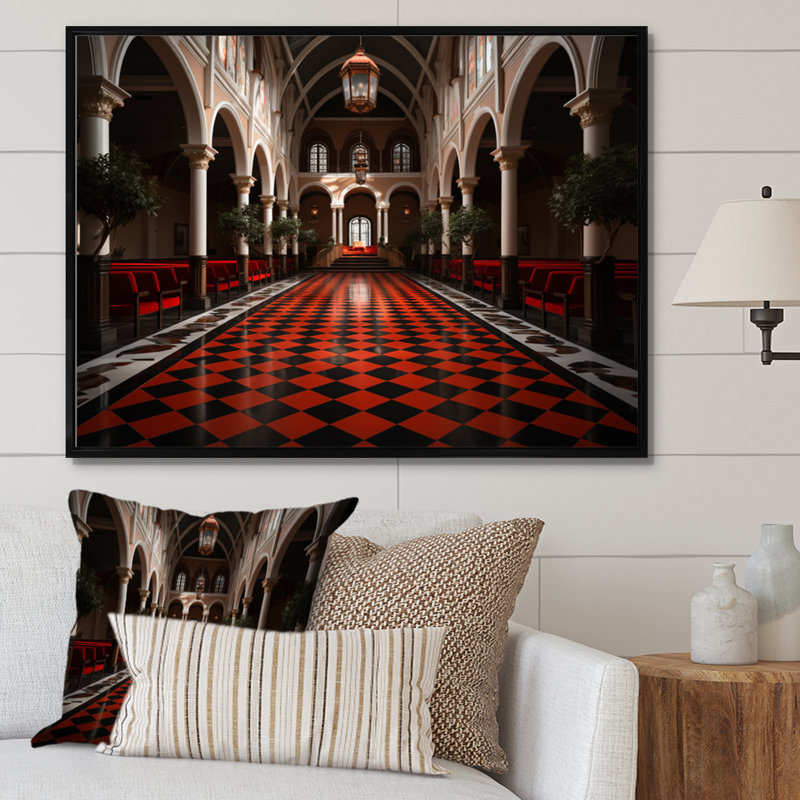 " Church Geonmetric Grace I ", Black Picture Frame, 34" H x 44" W x 1.5" D