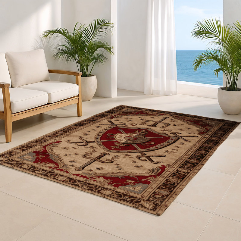 Tapis d'intérieur et d'extérieur brun français, Rectangle 4pi x 6 pi