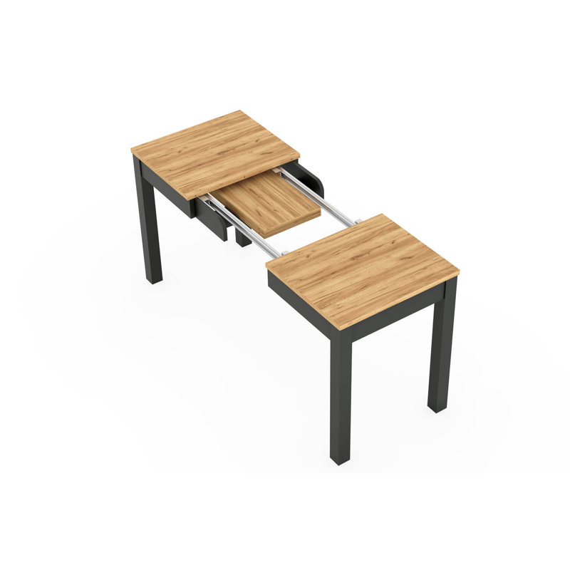 Alxander 100 - 160cm L x 60cm W Extendable Dining Table, Craft Oak, Black