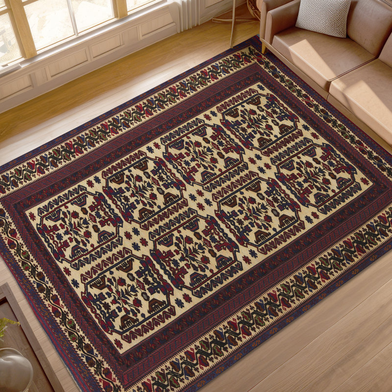 Tapis mauve et brun de haute qualité noué à la main
