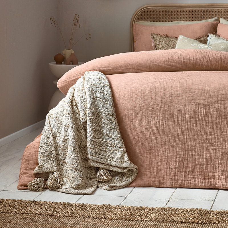 Lark Cotton Solid Colour Duvet Cover Set with Pillowcases Included, Single - 1 Standard Pillowcase, Pink