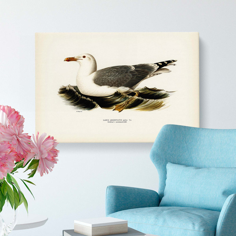 Herring Gull by Von Wright - Wrapped Canvas Painting, 50cm H x 76cm W x 3cm D