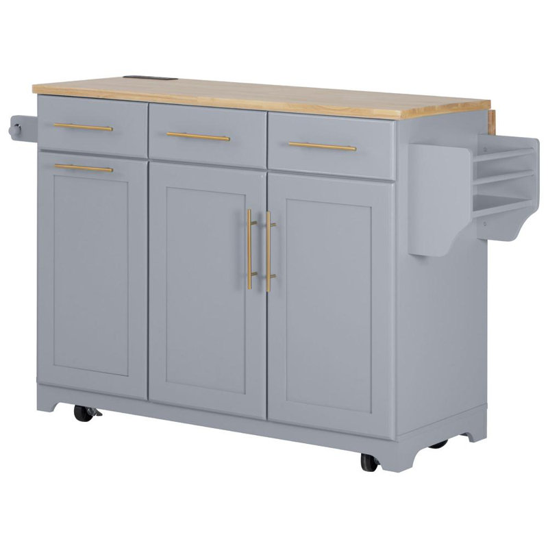 Chariot pour îlot de cuisine l 59,3 po Arnola, Gris