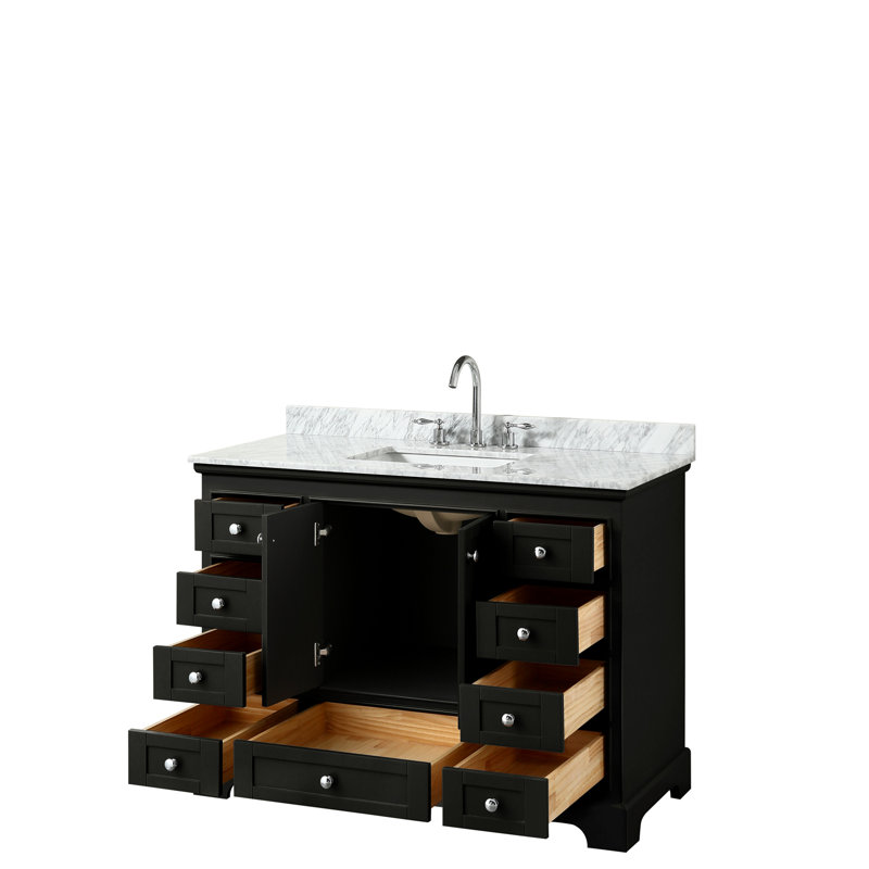 Ensemble de meuble-lavabo simple 48 "avec miroir Deborah, Espresso foncé, Chrome poli
