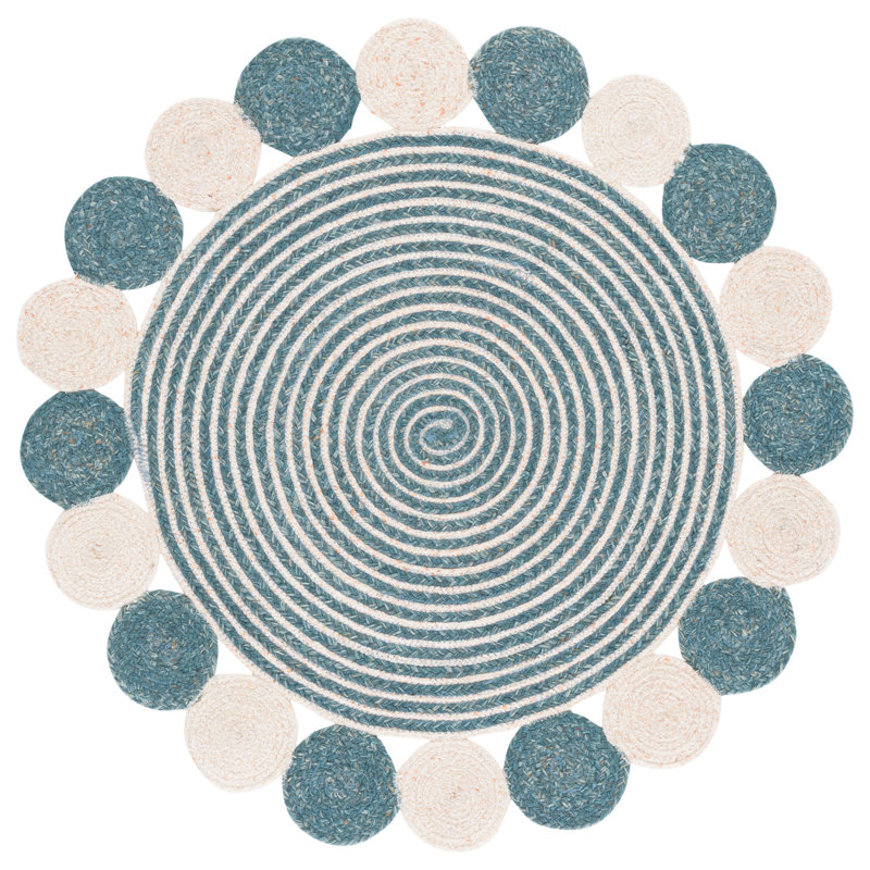Braided Hand Woven No Pattern Indoor Rug, 5'-0" x 5'-0" Round