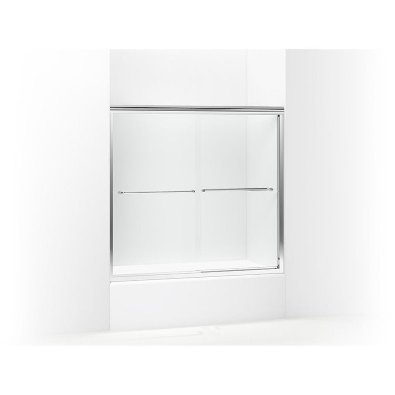 Porte de baignoire de dérivation Finesse 57 "x 55,75", Verre transparent, Argent