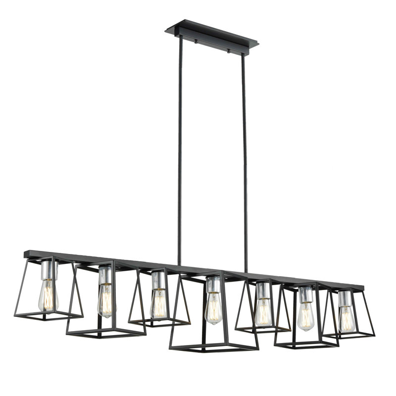 Taryn 7 - Light Kitchen Island Pendant, Buffed Nikel/Graphite