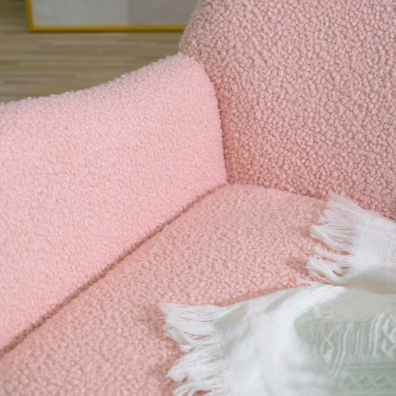 Chaise berçante, fauteuil oscillant rembourré Teddy, Rose