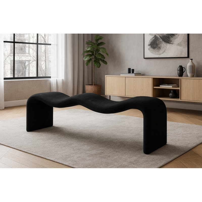 Banc en tissu Monifa Chenille, Tissu chenille noir