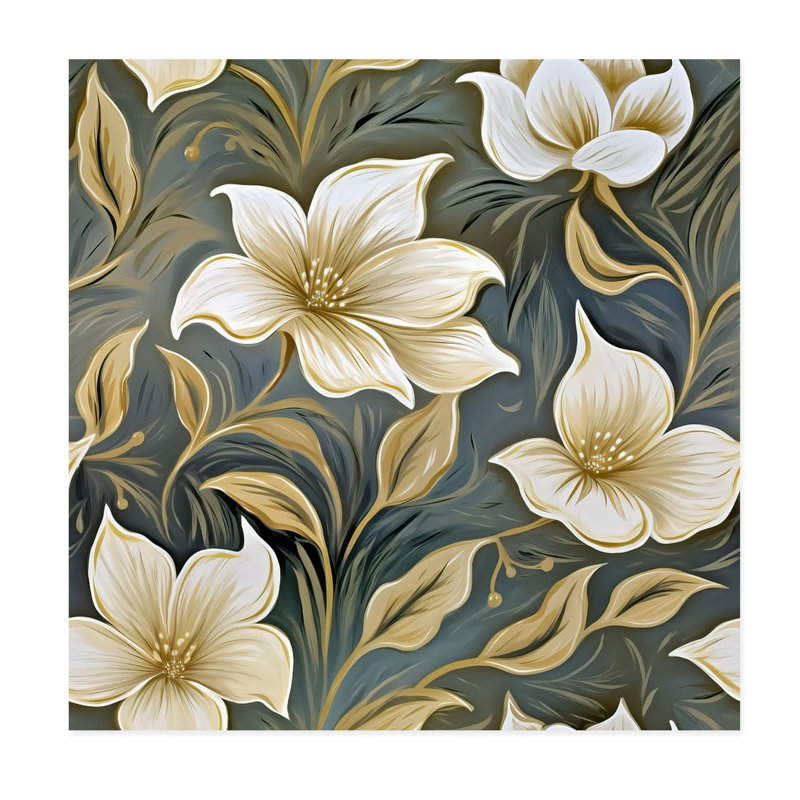 «Floral Flowers IV», reproduction d'art moderne sans cadre, H 12 po x l 12 po