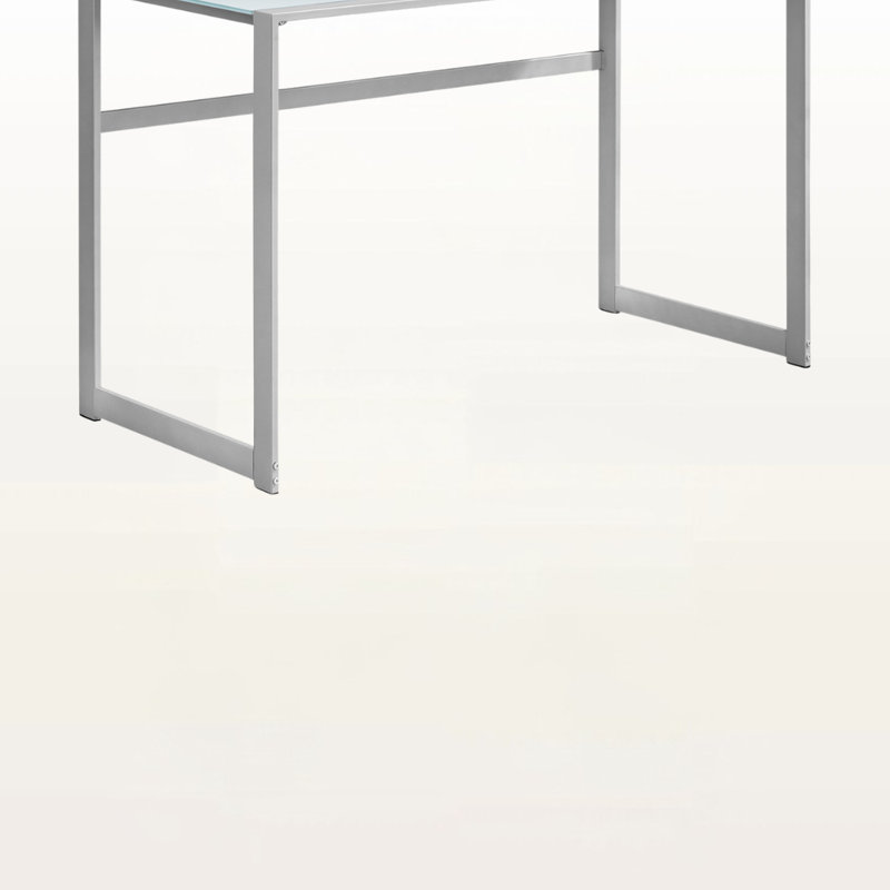 Lino Tempered Glass Computer Desk with Strong Silver Metal Legs, 29.85" H X 47.89" W X 21.71" D