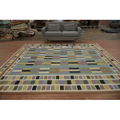 Geometric Kilim Square Wool Area Rug 10x10