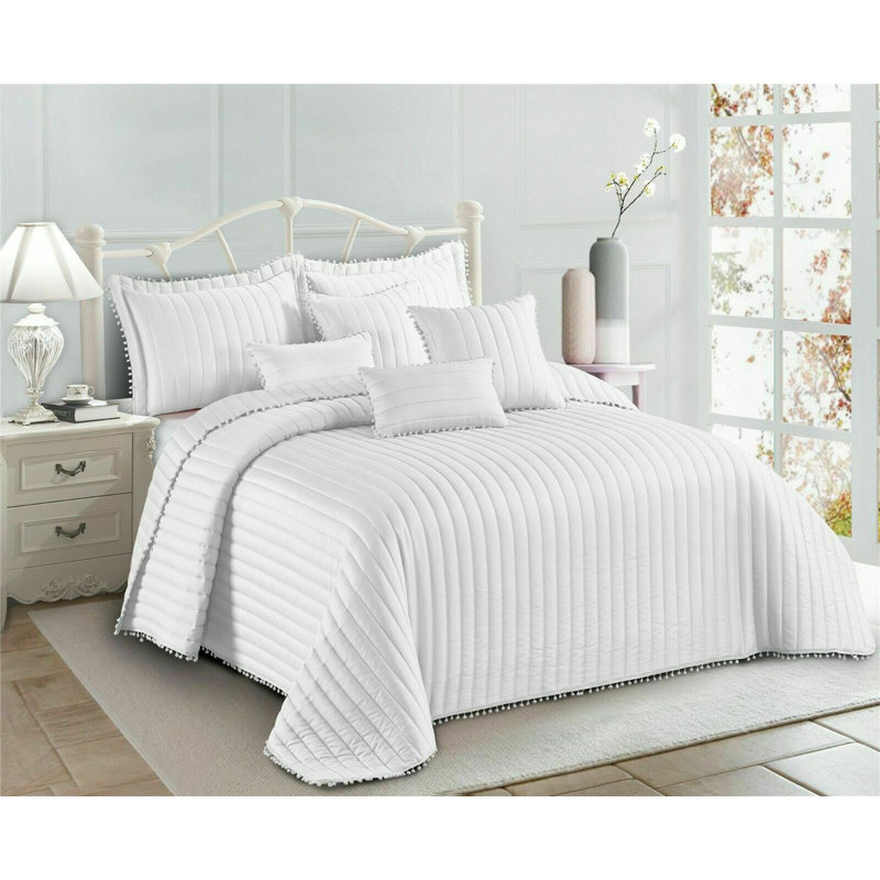 Kazanovicz Polyester No Pattern Bedspread, W240 x L240 cm, White