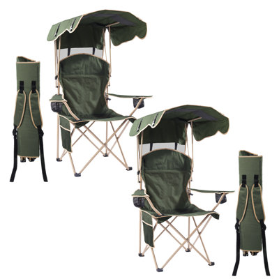 Ensemble de 2 chaises de camping portatives avec abat-jour intégré