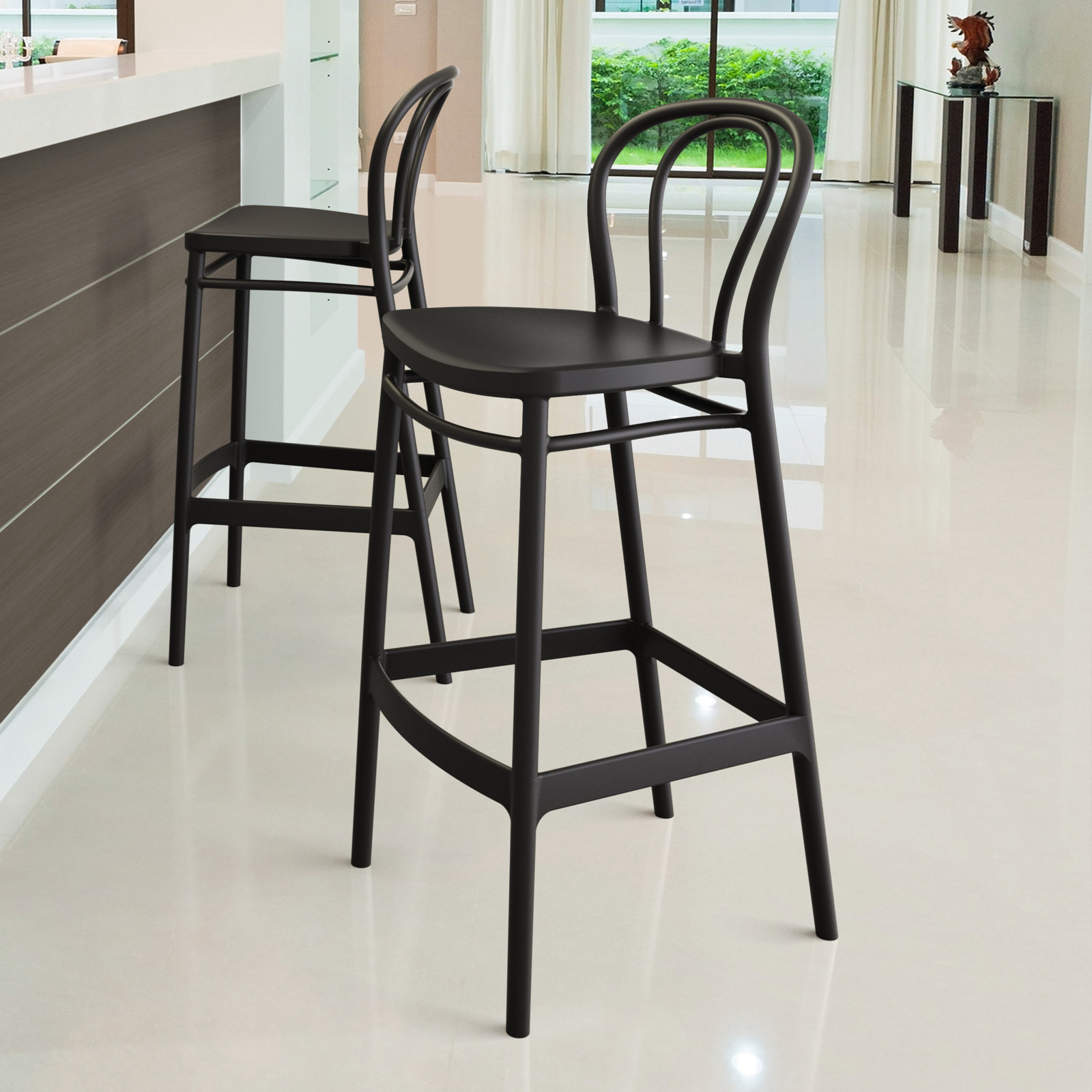 Farrah Patio Bar Stool, Black, Bar Stool (29.5" Seat Height)