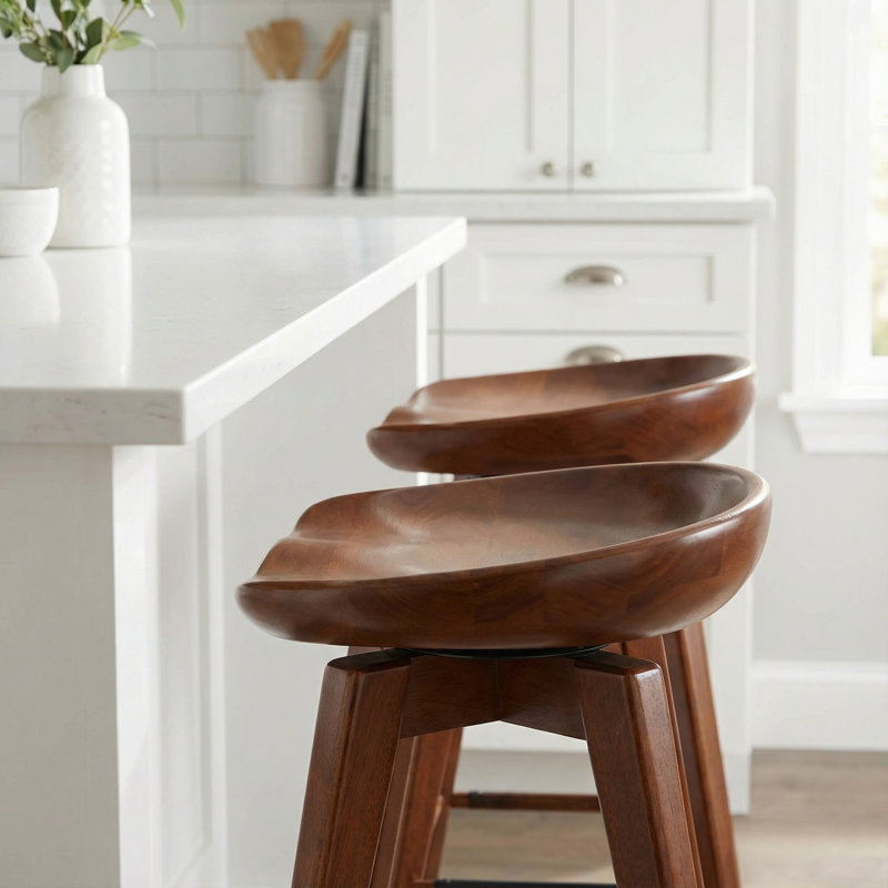 Tabouret de bar et de comptoir Saunderstown, Tabouret de comptoir (siège d'une hauteur de 24,5, Noyer