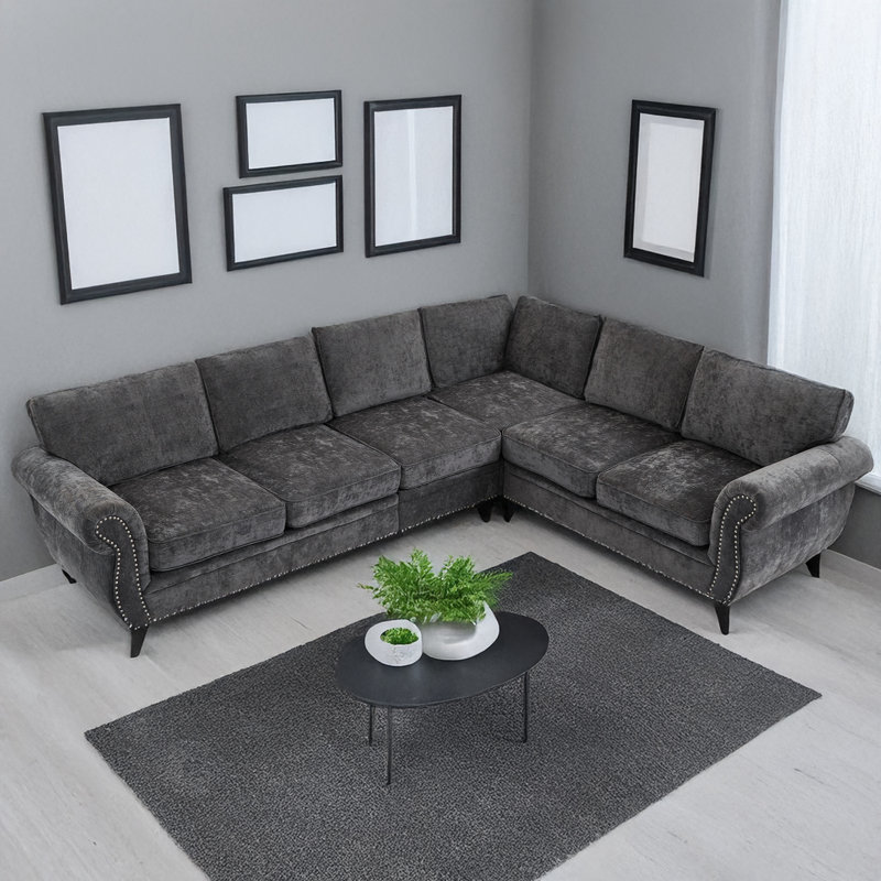 Canapé modulaire 109,5 po Rivets, Gris foncé