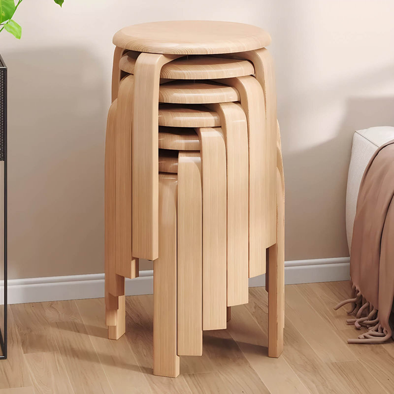 Natural Tone Mdf Stackable Backless Stools Set
