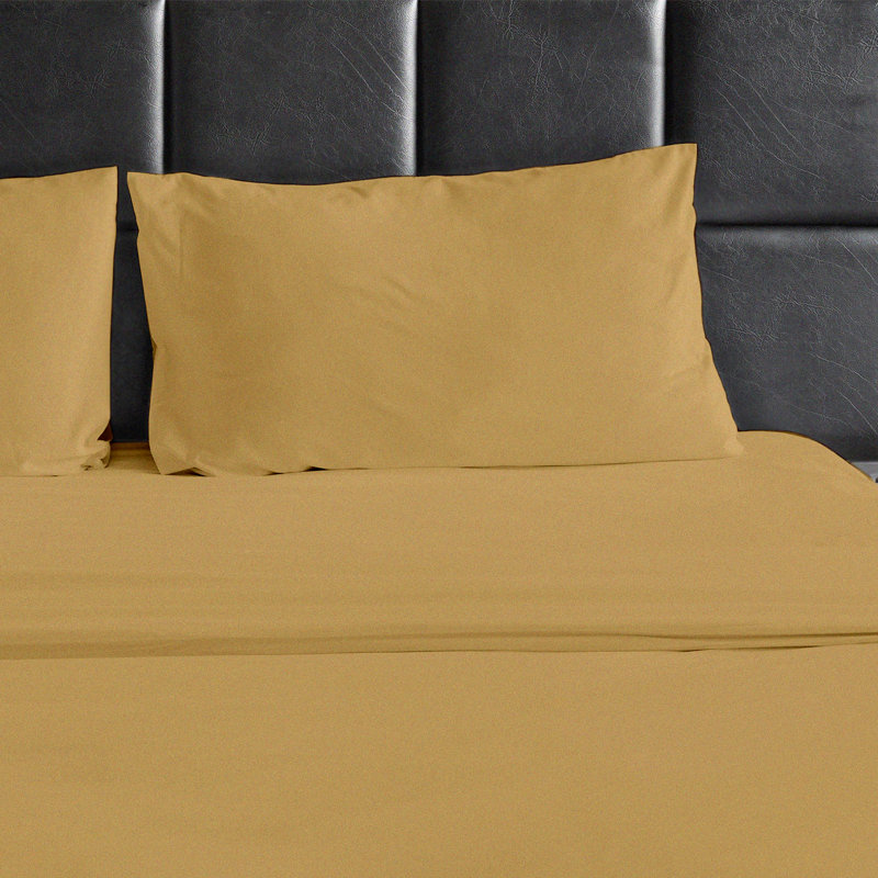 Ensemble de draps en micro-fibre, Ensemble de draps pour lit double + un drap-housse, Or