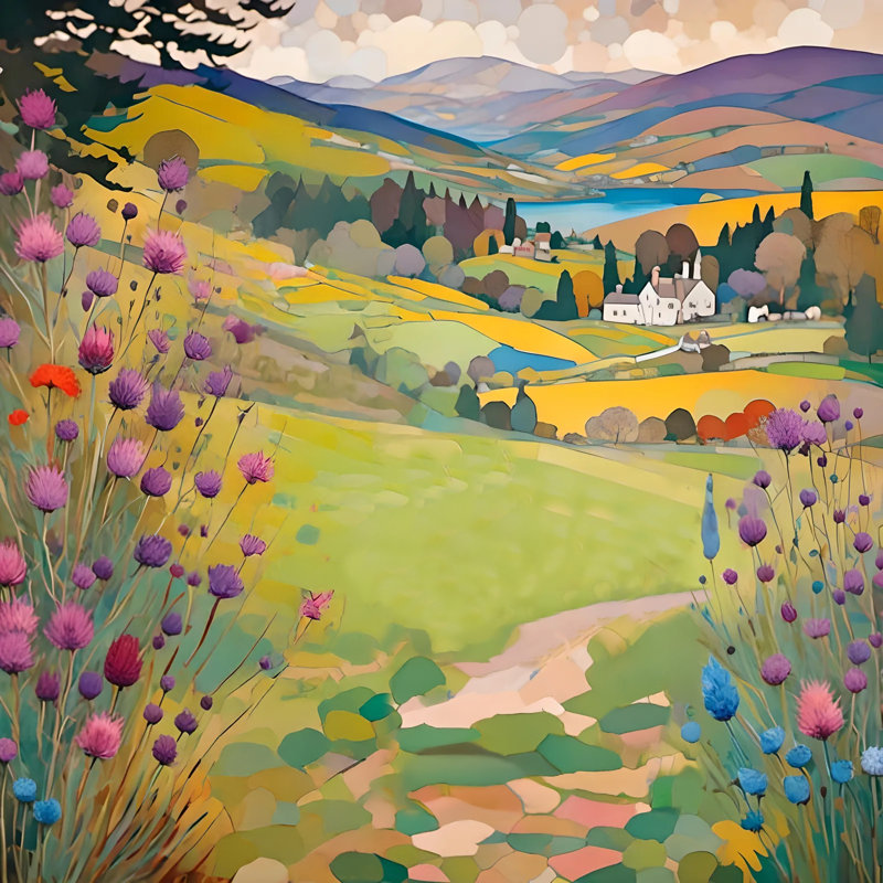 Tranquil Countryside View - Art mural sur toile tendue, H 30 po x l 30 po x P 1,5 po